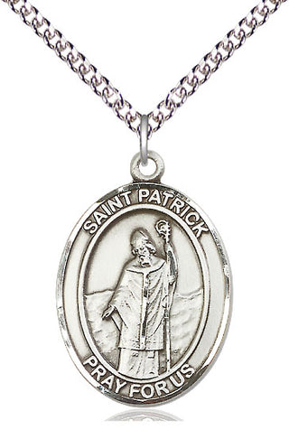 Sterling Silver Saint Patrick Medal Catholic Jewelry Engraved Catholic Saint Jewelry