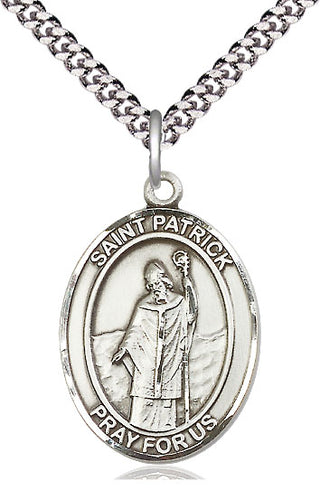 Sterling Silver Saint Patrick Medal Catholic Jewelry Engraved Catholic Saint Jewelry