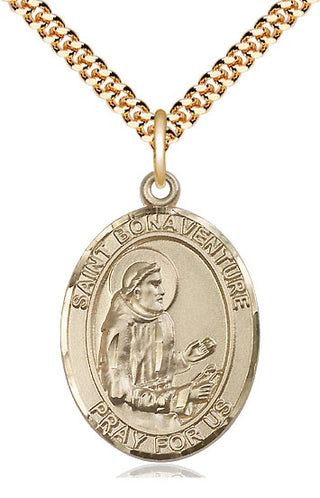 14kt Gold Filled Saint Bonaventure Medal Catholic Jewelry Engraved Catholic Saint Jewelry