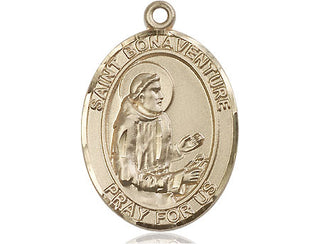 14kt Gold Saint Bonaventure Medal Engraved Catholic Saint Jewelry