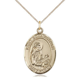 14kt Gold Saint Bonaventure Medal Engraved Catholic Saint Jewelry