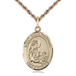 14kt Gold Saint Bonaventure Medal Engraved Catholic Saint Jewelry