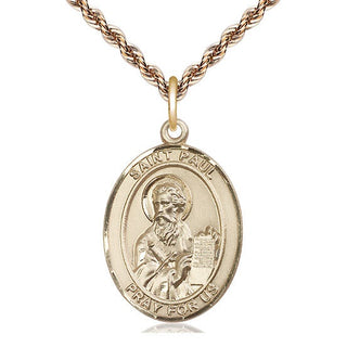 14kt Gold Filled Saint Paul the Apostle Medal Catholic Jewelry Engraved Catholic Saint Jewelry