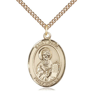 14kt Gold Saint Paul the Apostle Medal Engraved Catholic Saint Jewelry