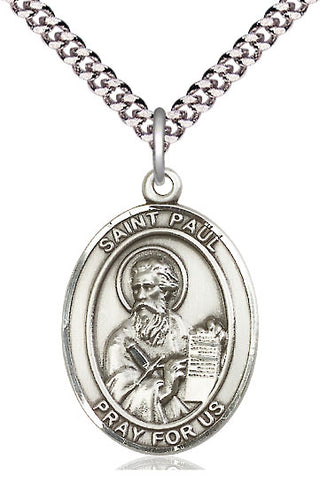 Pewter Saint Paul the Apostle Medal Catholic Jewelry Engraved Catholic Saint Jewelry