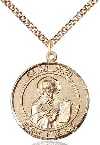 14kt Gold Saint Paul the Apostle Medal Engraved Catholic Saint Jewelry