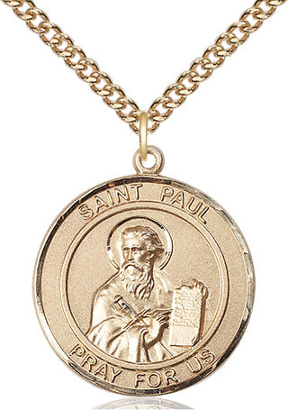 14kt Gold Saint Paul the Apostle Medal Engraved Catholic Saint Jewelry