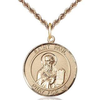14kt Gold Saint Paul the Apostle Medal Engraved Catholic Saint Jewelry