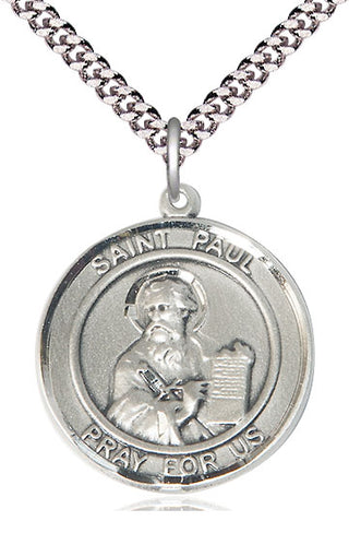 Pewter Saint Paul the Apostle Medal Catholic Jewelry Engraved Catholic Saint Jewelry