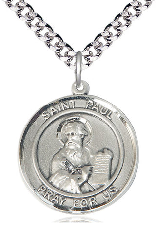 Pewter Saint Paul the Apostle Medal Catholic Jewelry Engraved Catholic Saint Jewelry