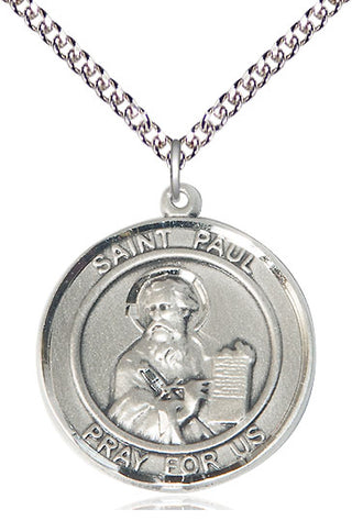 Sterling Silver Saint Paul the Apostle Medal Catholic Jewelry Engraved Catholic Saint Jewelry