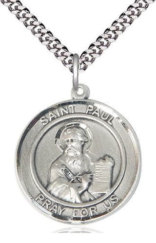 Sterling Silver Saint Paul the Apostle Medal Catholic Jewelry Engraved Catholic Saint Jewelry