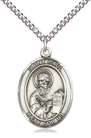Sterling Silver Saint Paul the Apostle Medal Catholic Jewelry Engraved Catholic Saint Jewelry