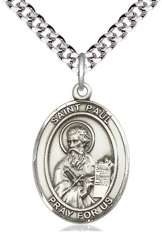 Sterling Silver Saint Paul the Apostle Medal Catholic Jewelry Engraved Catholic Saint Jewelry