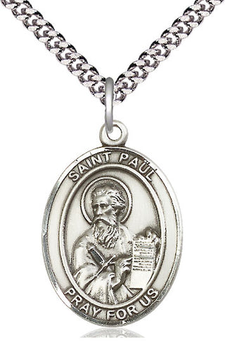 Sterling Silver Saint Paul the Apostle Medal Catholic Jewelry Engraved Catholic Saint Jewelry