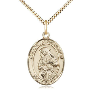 14kt Gold Filled Our Lady of Providence Medal Catholic Jewelry Engraved Catholic Saint Jewelry