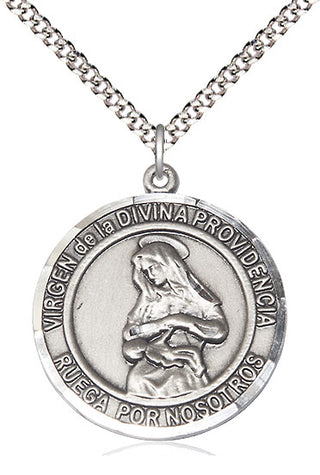 Pewter Virgen Divina Providencia Medal Catholic Jewelry Engraved Catholic Saint Jewelry