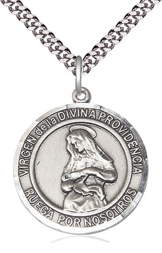 Pewter Virgen Divina Providencia Medal Catholic Jewelry Engraved Catholic Saint Jewelry