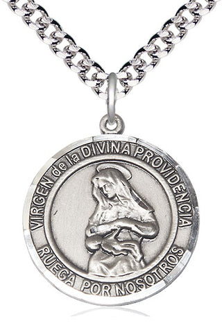 Sterling Silver Virgen Divina Providencia Medal Catholic Jewelry Engraved Catholic Saint Jewelry