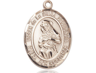 14kt Gold Filled Virgen de la Divina Medal Engraved Catholic Saint Jewelry