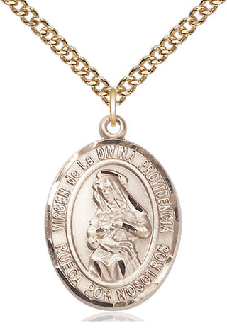 14kt Gold Filled Virgen de la Divina Medal Catholic Jewelry Engraved Catholic Saint Jewelry
