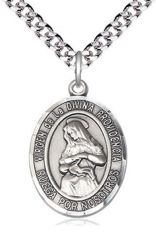 Pewter Virgen de la Divina Medal Catholic Jewelry Engraved Catholic Saint Jewelry