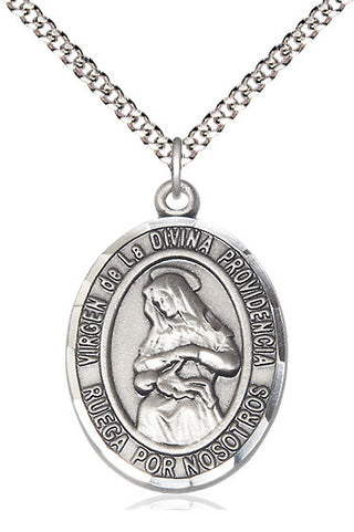 Pewter Virgen de la Divina Medal Catholic Jewelry Engraved Catholic Saint Jewelry