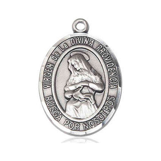 Sterling Silver Virgen de la Divina Medal Catholic Jewelry Engraved Catholic Saint Jewelry