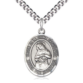 Sterling Silver Virgen de la Divina Medal Catholic Jewelry Engraved Catholic Saint Jewelry