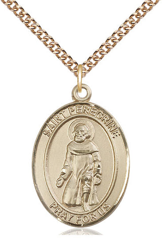 14kt Gold Filled Saint Peregrine Laziosi Medal Catholic Jewelry Engraved Catholic Saint Jewelry