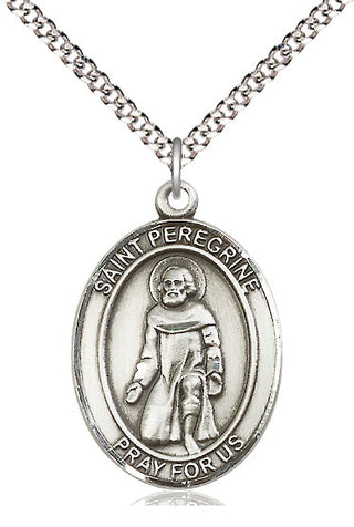 Pewter Saint Peregrine Laziosi Medal Catholic Jewelry Engraved Catholic Saint Jewelry