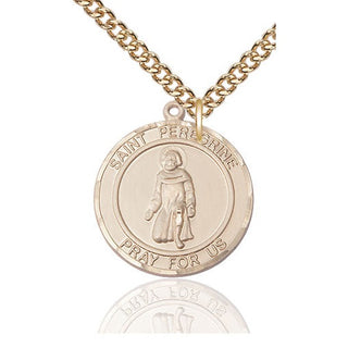 14kt Gold Filled Saint Peregrine Medal Catholic Jewelry Engraved Catholic Saint Jewelry