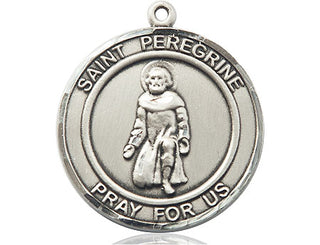 Pewter Saint Peregrine Medal Engraved Catholic Saint Jewelry