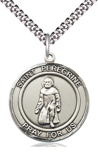 Pewter Saint Peregrine Medal Catholic Jewelry Engraved Catholic Saint Jewelry