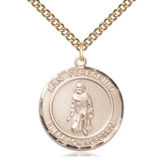 14kt Gold Filled San Peregrino Medal Catholic Jewelry Engraved Catholic Saint Jewelry