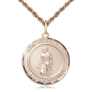 14kt Gold Filled San Peregrino Medal Catholic Jewelry Engraved Catholic Saint Jewelry