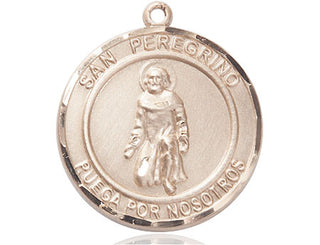 14kt Gold San Peregrino Medal Engraved Catholic Saint Jewelry