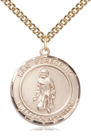 14kt Gold San Peregrino Medal Engraved Catholic Saint Jewelry
