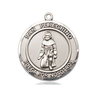 Sterling Silver San Peregrino Medal Catholic Jewelry Engraved Catholic Saint Jewelry