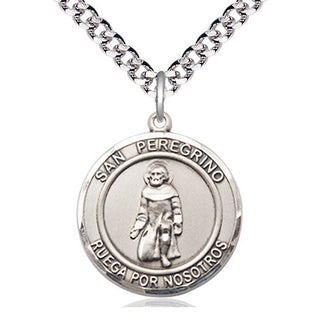 Sterling Silver San Peregrino Medal Catholic Jewelry Engraved Catholic Saint Jewelry