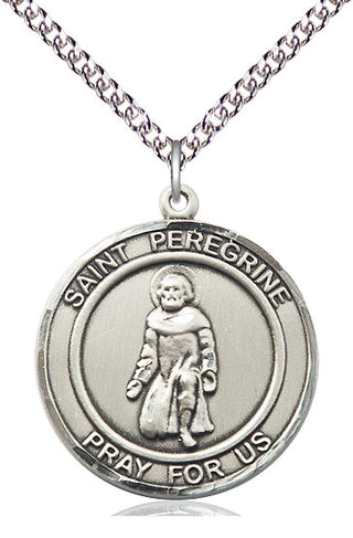 Sterling Silver Saint Peregrine Medal Catholic Jewelry Engraved Catholic Saint Jewelry