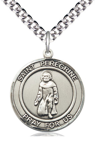 Sterling Silver Saint Peregrine Medal Catholic Jewelry Engraved Catholic Saint Jewelry