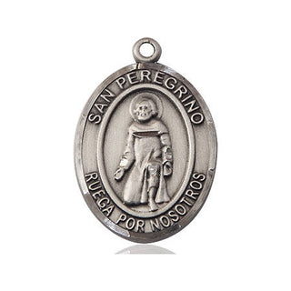 Sterling Silver San Peregrino Medal Catholic Jewelry Engraved Catholic Saint Jewelry