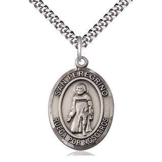 Sterling Silver San Peregrino Medal Catholic Jewelry Engraved Catholic Saint Jewelry