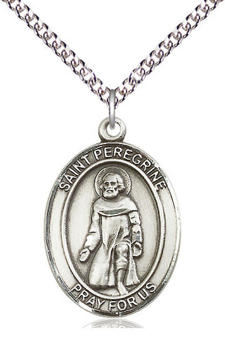 Sterling Silver Saint Peregrine Laziosi Medal Catholic Jewelry Engraved Catholic Saint Jewelry