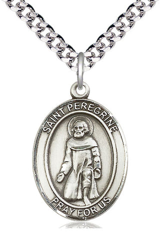 Sterling Silver Saint Peregrine Laziosi Medal Catholic Jewelry Engraved Catholic Saint Jewelry