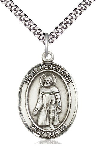 Sterling Silver Saint Peregrine Laziosi Medal Catholic Jewelry Engraved Catholic Saint Jewelry