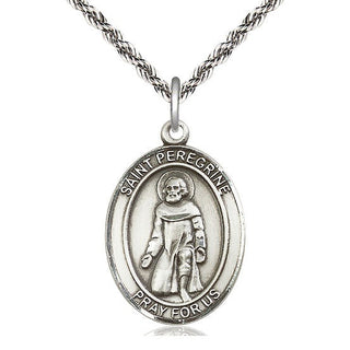 Sterling Silver Saint Peregrine Laziosi Medal Catholic Jewelry Engraved Catholic Saint Jewelry
