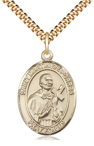 14kt Gold Filled Saint Martin de Porres Medal Catholic Jewelry Engraved Catholic Saint Jewelry