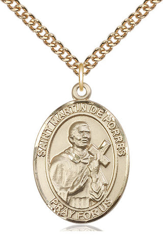 14kt Gold Filled Saint Martin de Porres Medal Catholic Jewelry Engraved Catholic Saint Jewelry